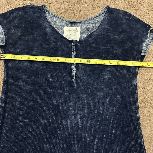 We The Free Free People Cap Sleeve Denim Colored Sheer Top XS - Picture 4 of 7